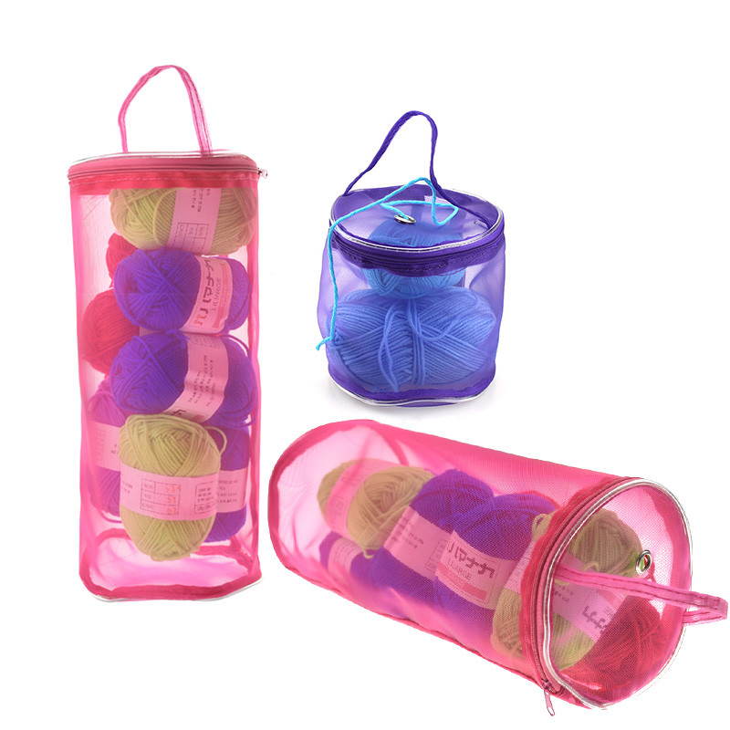 Travel Accessories To Sew - KOKNIT-Bolsa de ganchillo redonda para tejer,