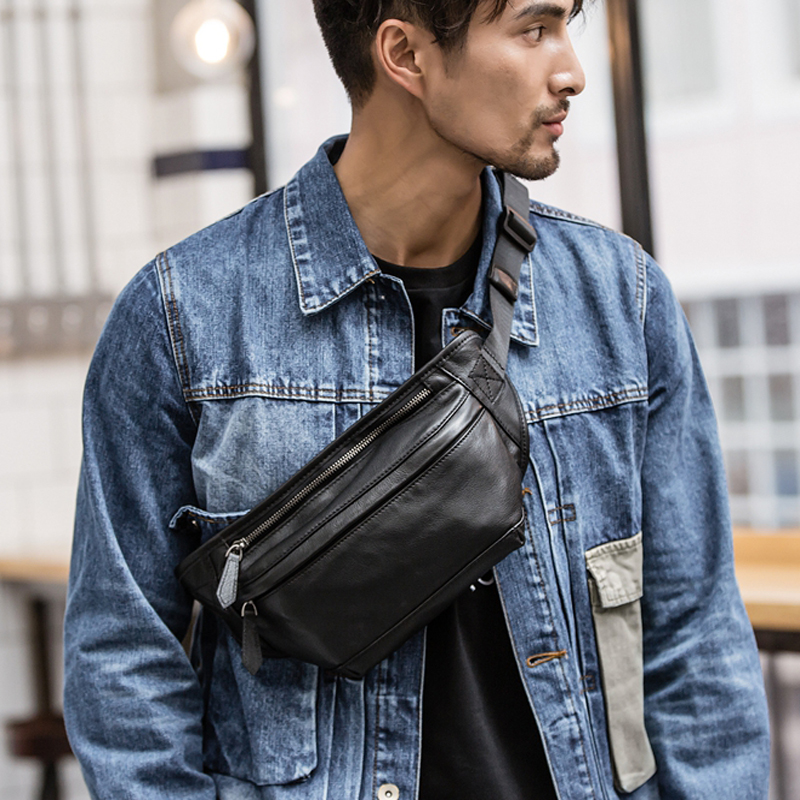Money Belt Hidden - Riñonera de cuero genuino para hombre,